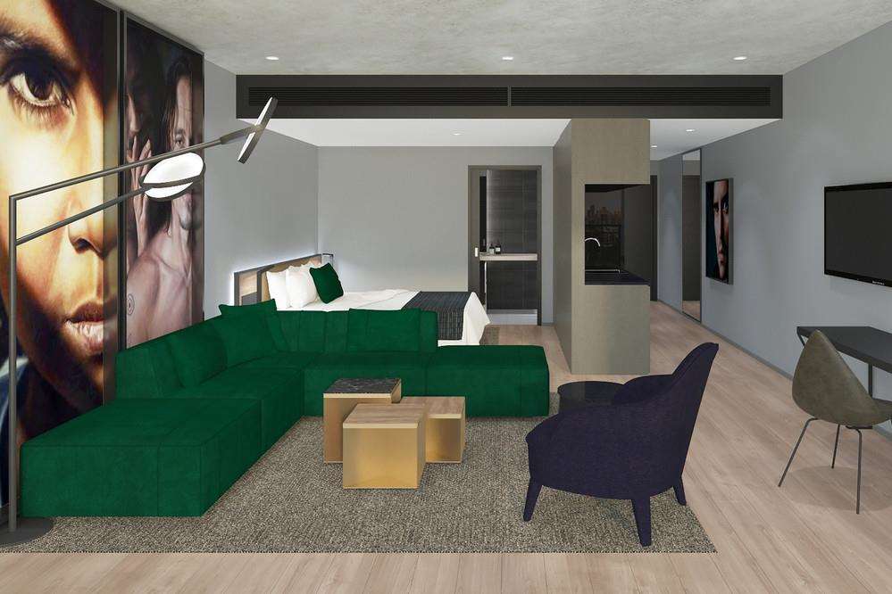 Crystalbrook Vincent Hotel Brisbane Room photo 3D interior rendering